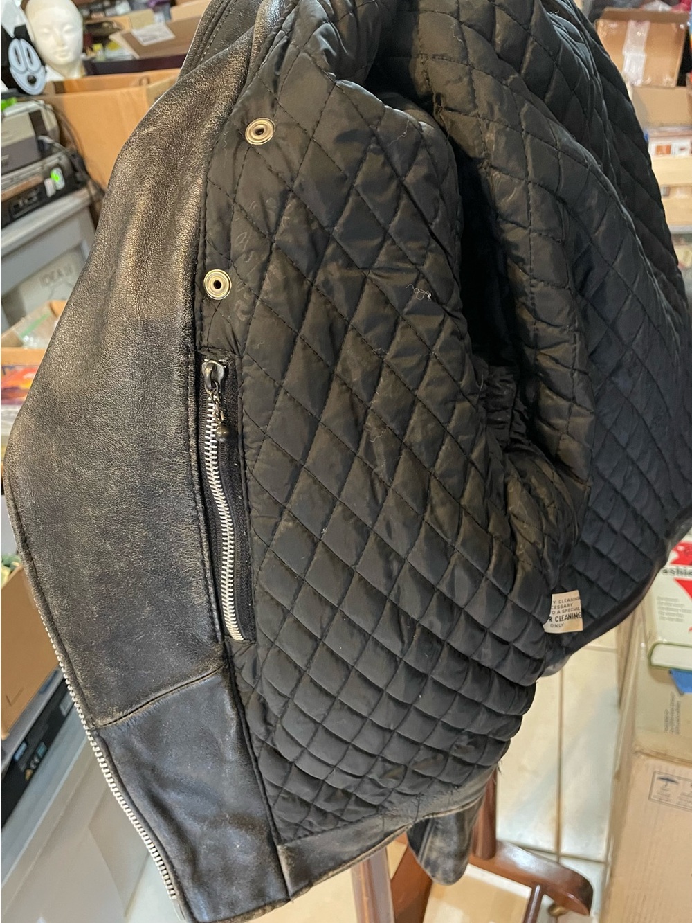 Vintage-Style Black Leather Biker Jacket - By Easy Rider - Picture 6 of 11